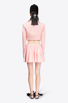 Crystal Embellished Bow Cropped Jacket | Pastel Pink