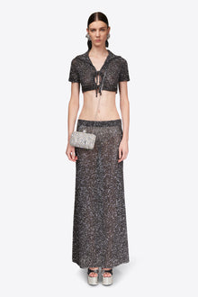 Sequin Crochet Maxi Skirt | Black