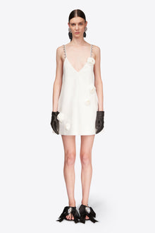 Crystal Rosette Poplin Mini Dress | Off White