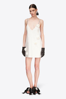Crystal Rosette Poplin Mini Dress | Off White