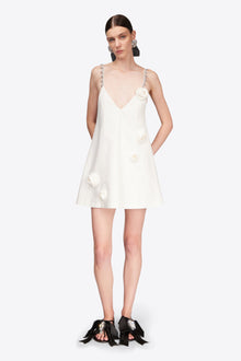 Crystal Rosette Poplin Mini Dress | Off White