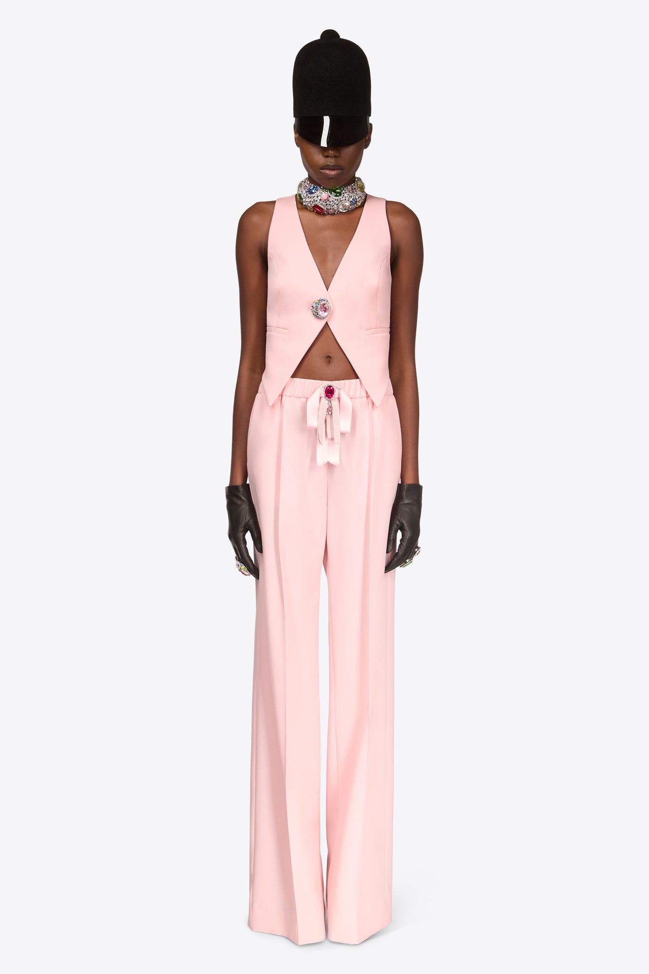 Crystal Gemstone Cluster Gilet | Pastel Pink