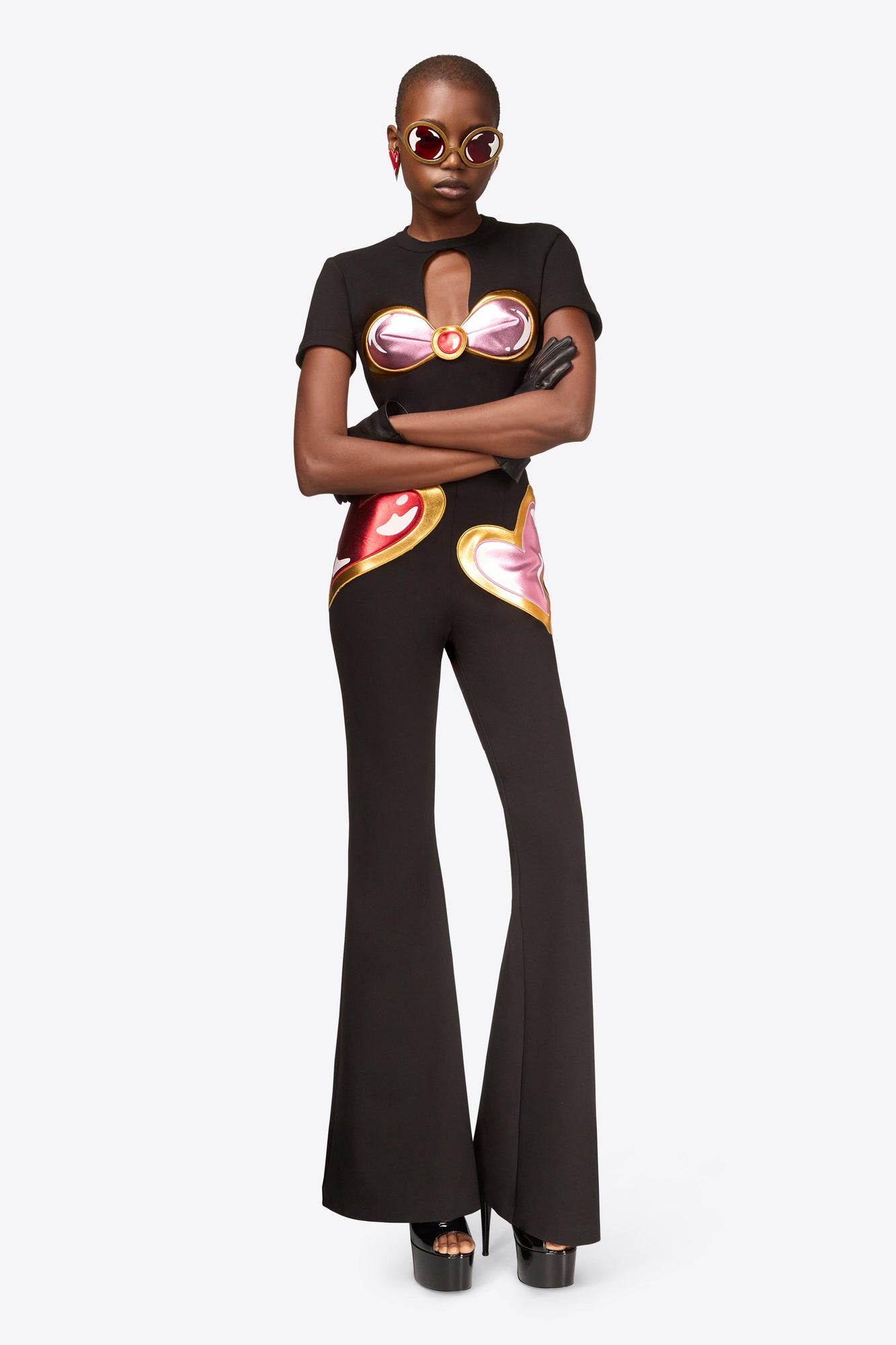 Colorblock Gem Cup T-Shirt | Black