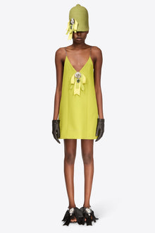 Crystal Embellished Bow Mini Dress | Chartreuse