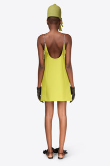 Crystal Embellished Bow Mini Dress | Chartreuse