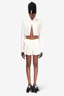 Crystal Rosette Poplin Skort | Off White