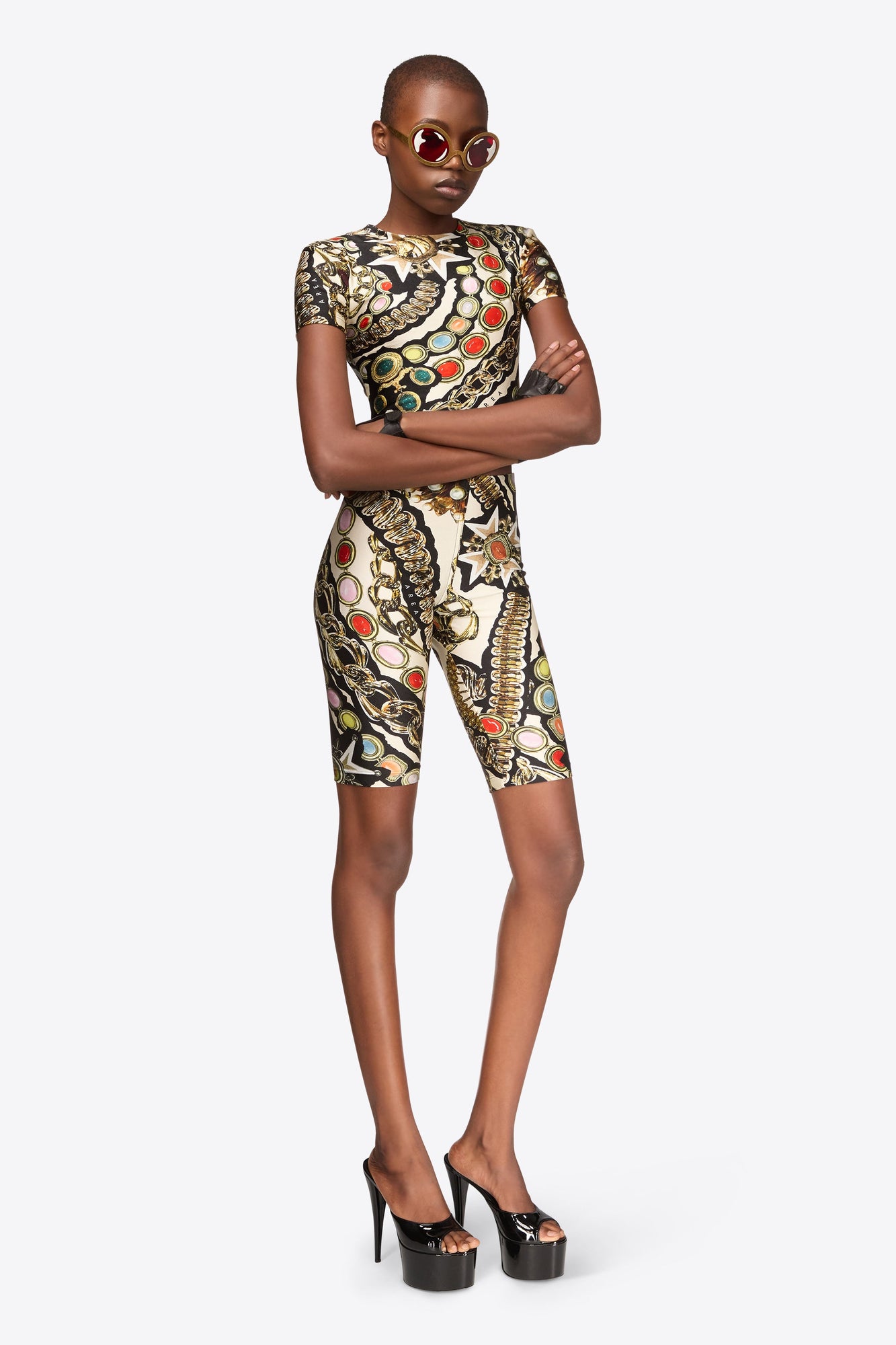 Gemstone Chain Printed Cropped T-Shirt | Multi