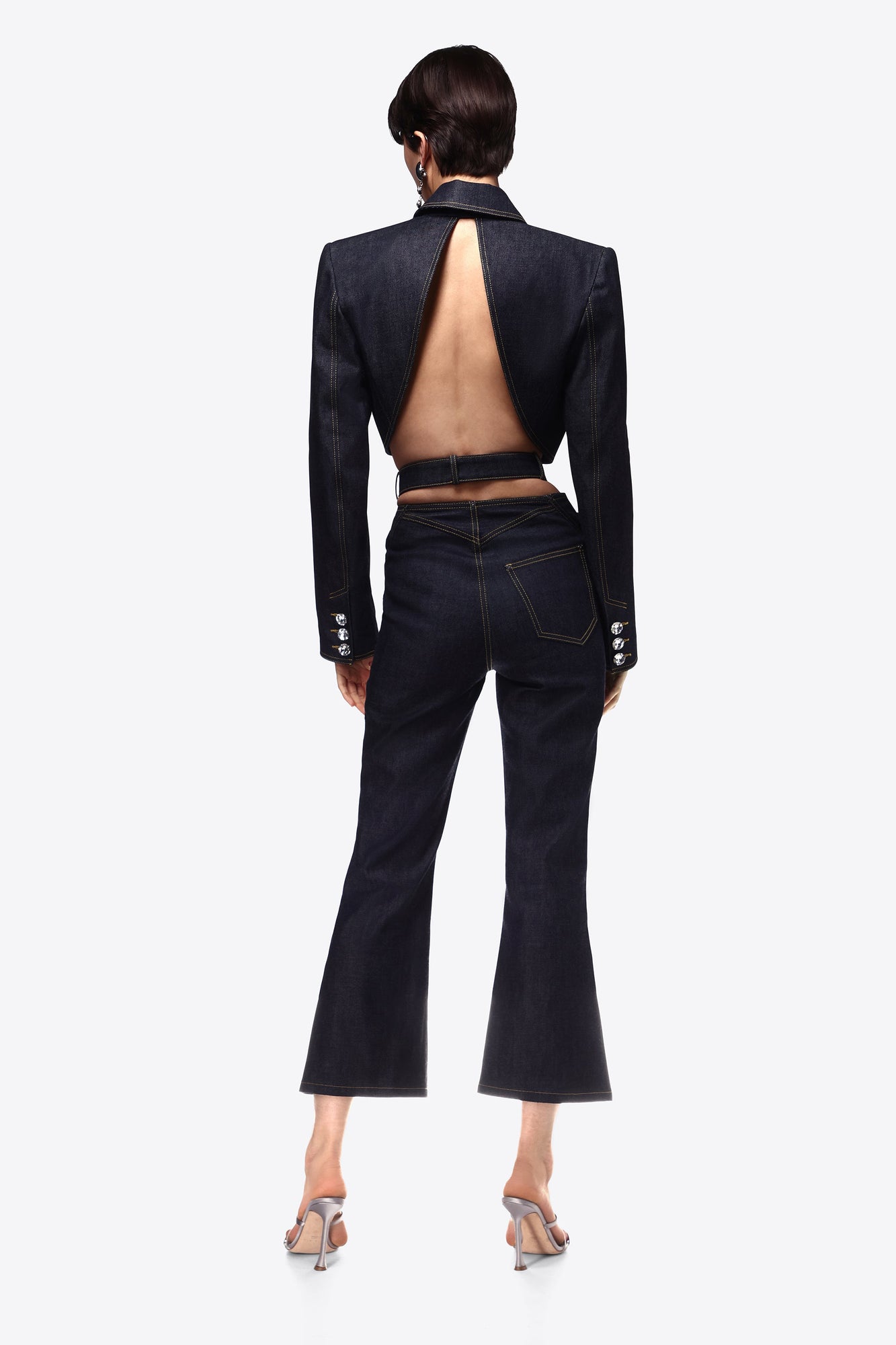 Raw Denim Butterfly Cropped Jean | Dark Indigo