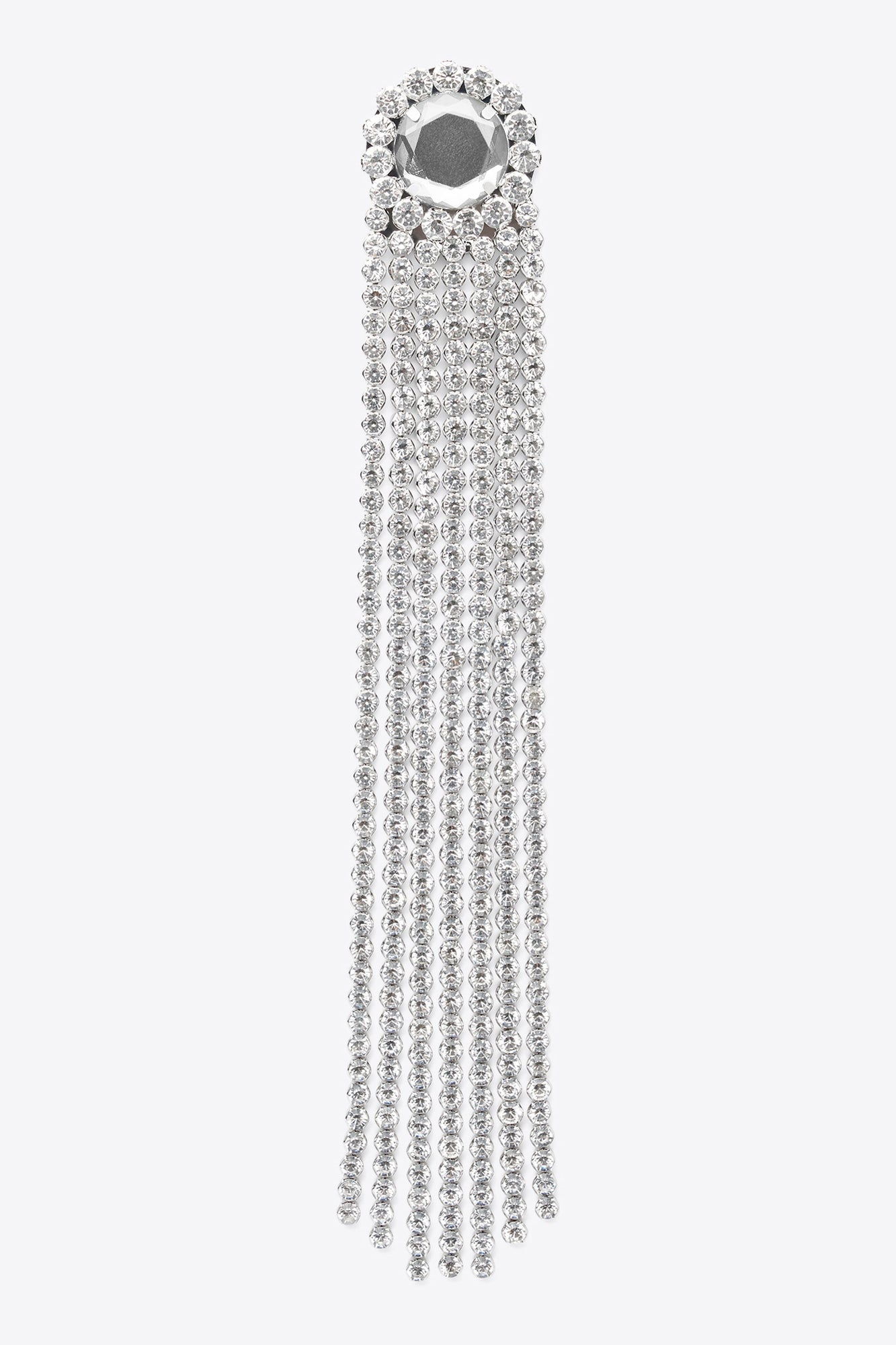 Crystal Fringe Ponytail Holder | Clear Crystal/Silver