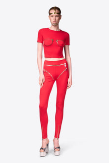 Zipper Bustier Cup T-Shirt | Carmine