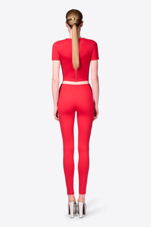 Zipper Bustier Cup T-Shirt | Carmine