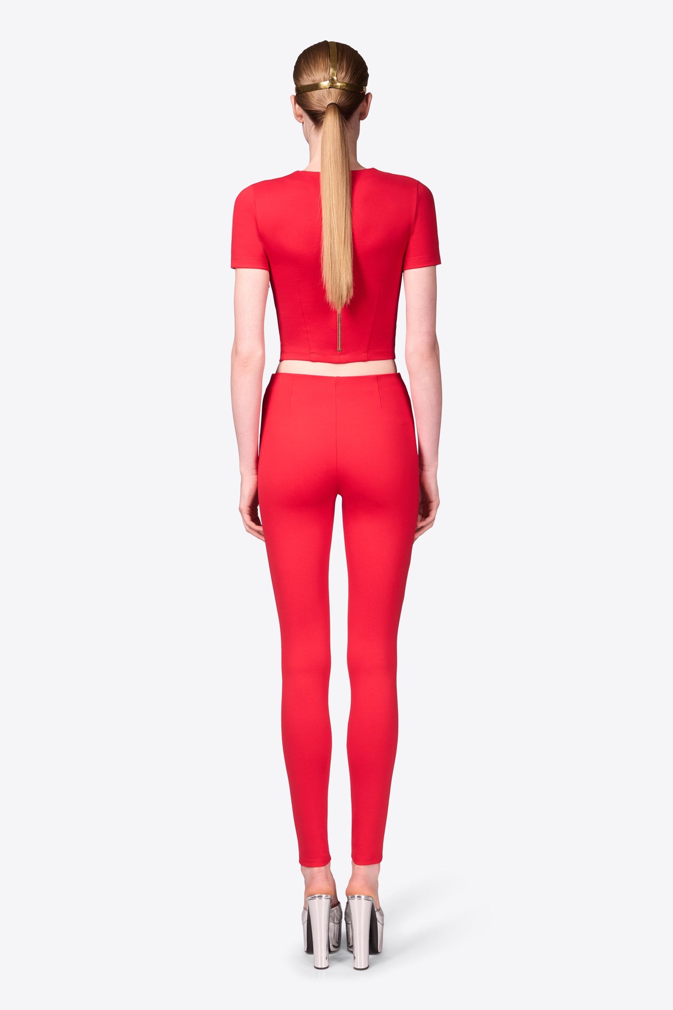 Zipper Bustier Cup T-Shirt | Carmine