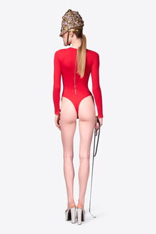 Long Sleeve Zipper Bodysuit | Carmine