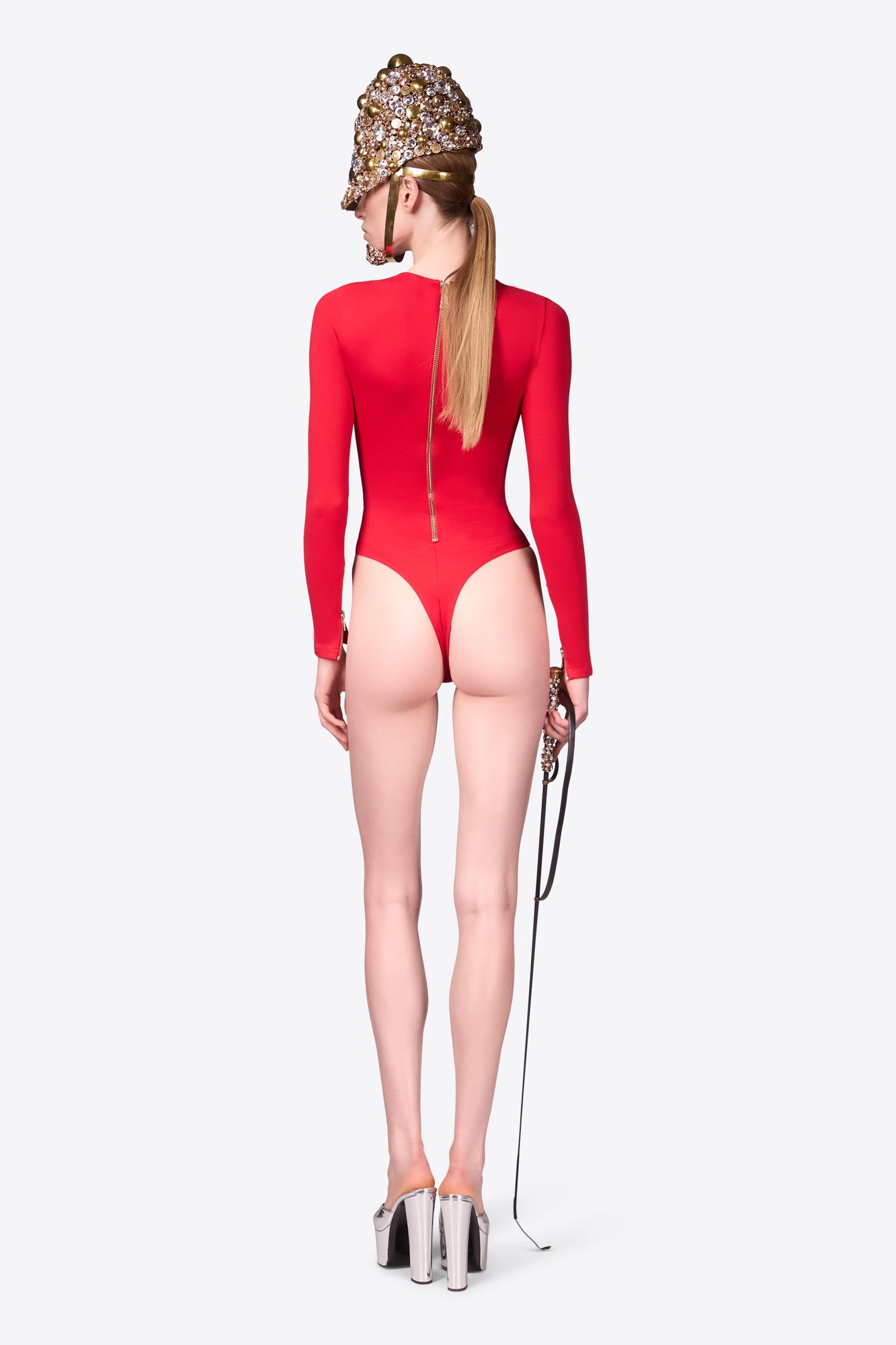 Long Sleeve Zipper Bodysuit | Carmine