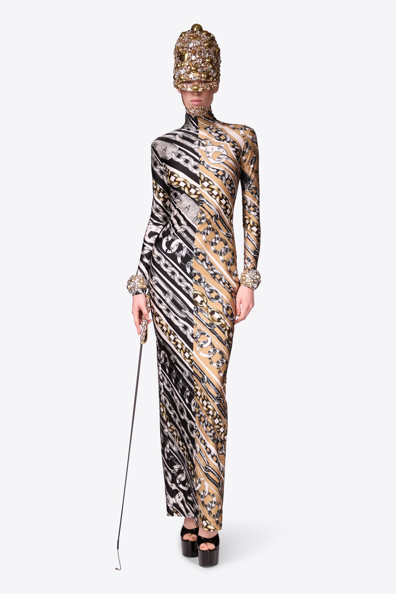 Chain Printed Long Sleeve Maxi Dress | Multi