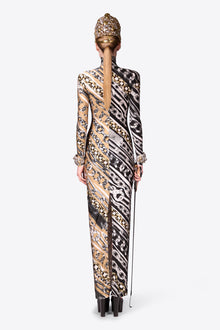 Chain Printed Long Sleeve Maxi Dress | Multi