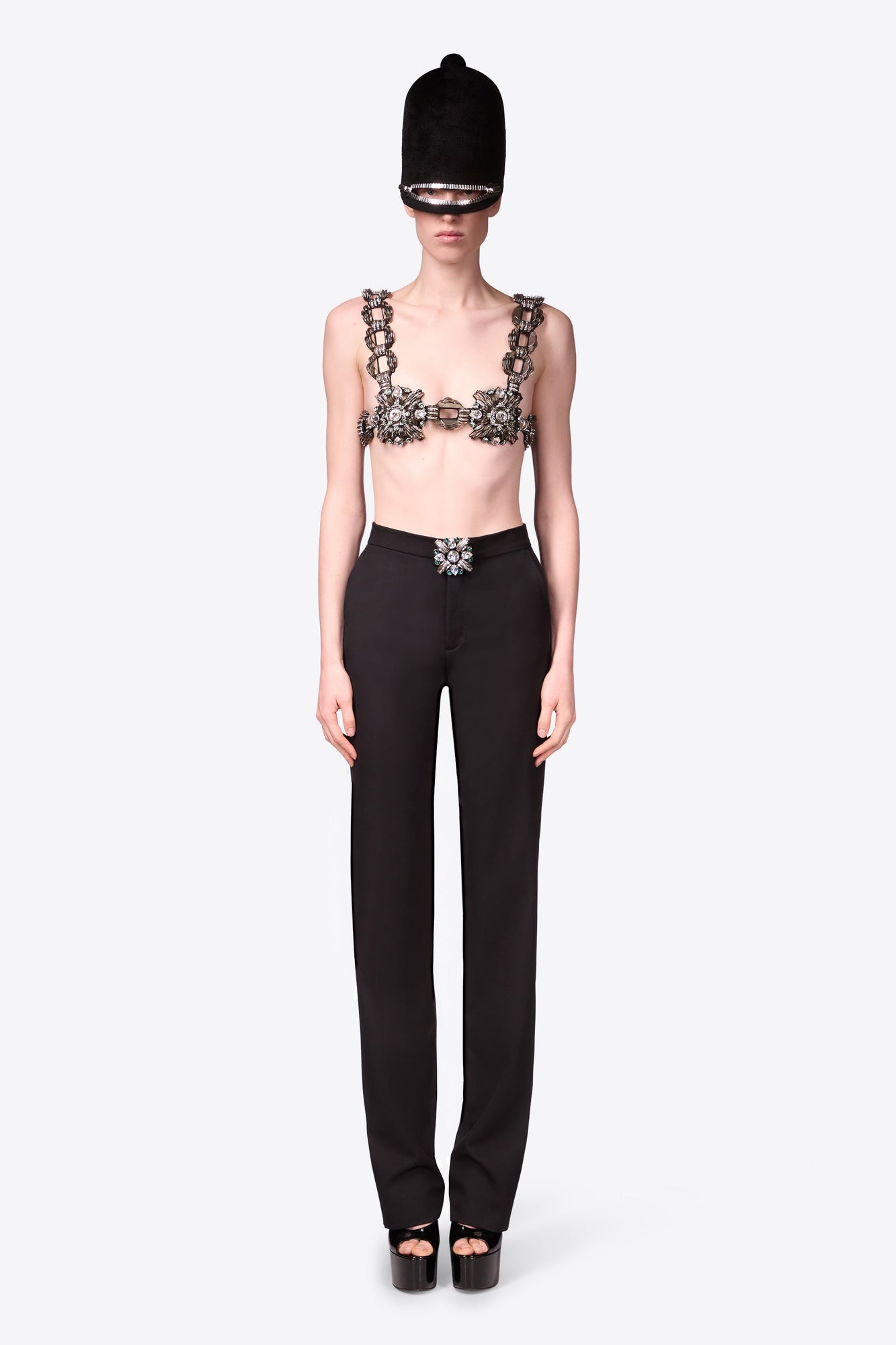 Crystal Brooch Trouser | Black