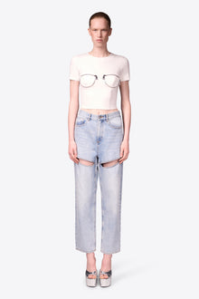 Zipper Bustier Cup T-Shirt | White