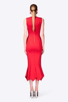 Handkerchief Zipper Midi Dress | Carmine