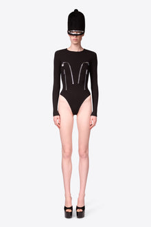 Long Sleeve Zipper Bodysuit | Black
