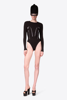 Long Sleeve Zipper Bodysuit | Black