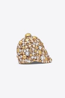 Crystal Button Cluster Riding Cap | Antique Gold