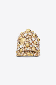 Crystal Button Cluster Riding Cap | Antique Gold