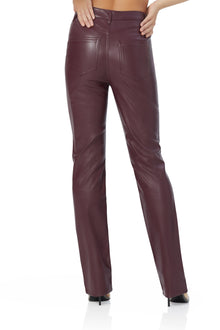 women's high rise straight leg pant in faux leather in port royale