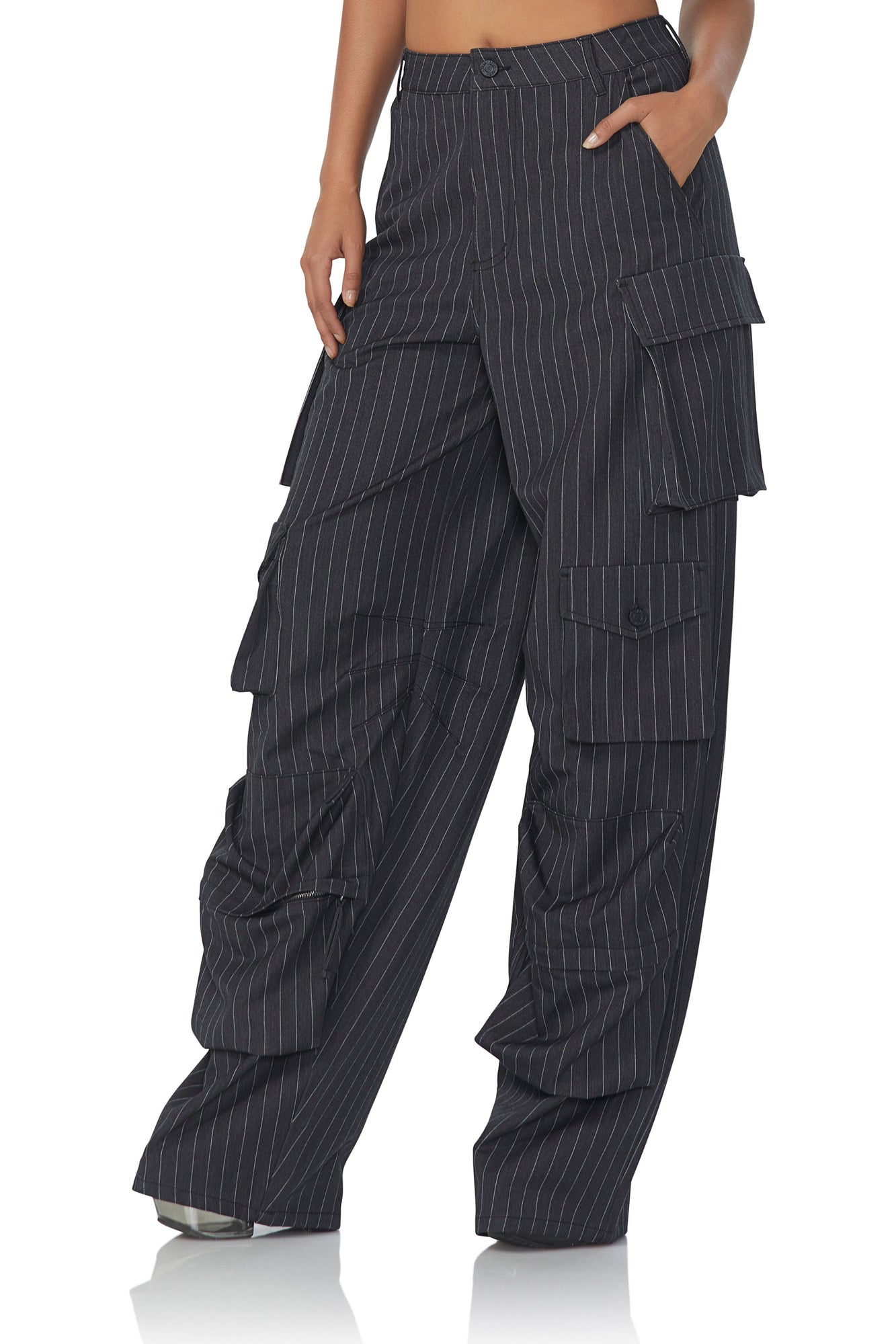 Parker Baggy Cargo Pant | Charcoal White Pinstripe