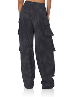 Parker Baggy Cargo Pant | Charcoal White Pinstripe