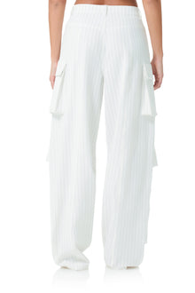 Parker Baggy Cargo Pant | White Grey Pinstripe