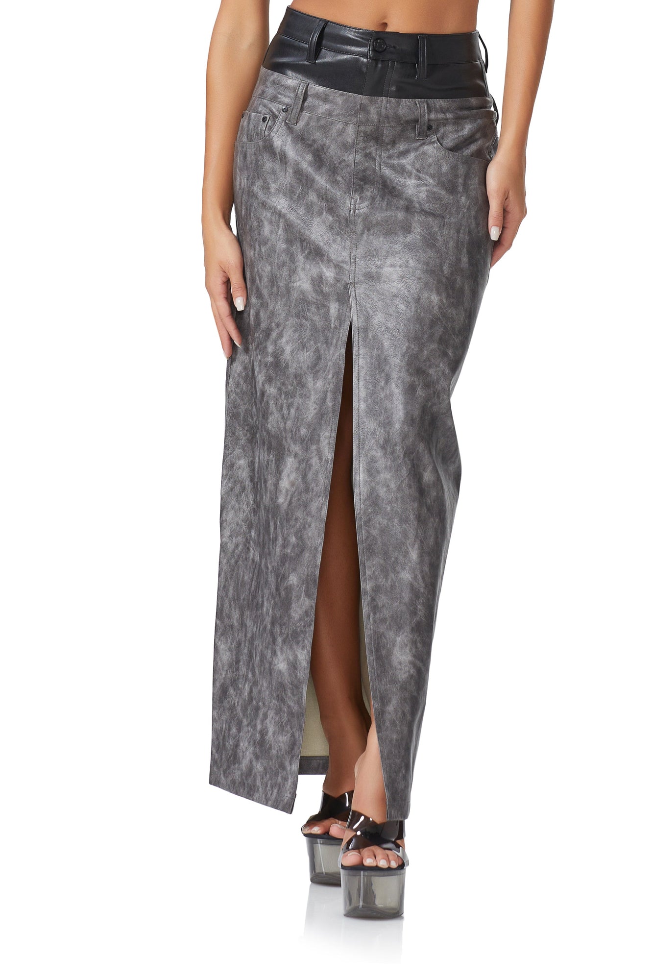 Easton Double Maxi Skirt | Top Gun Grey