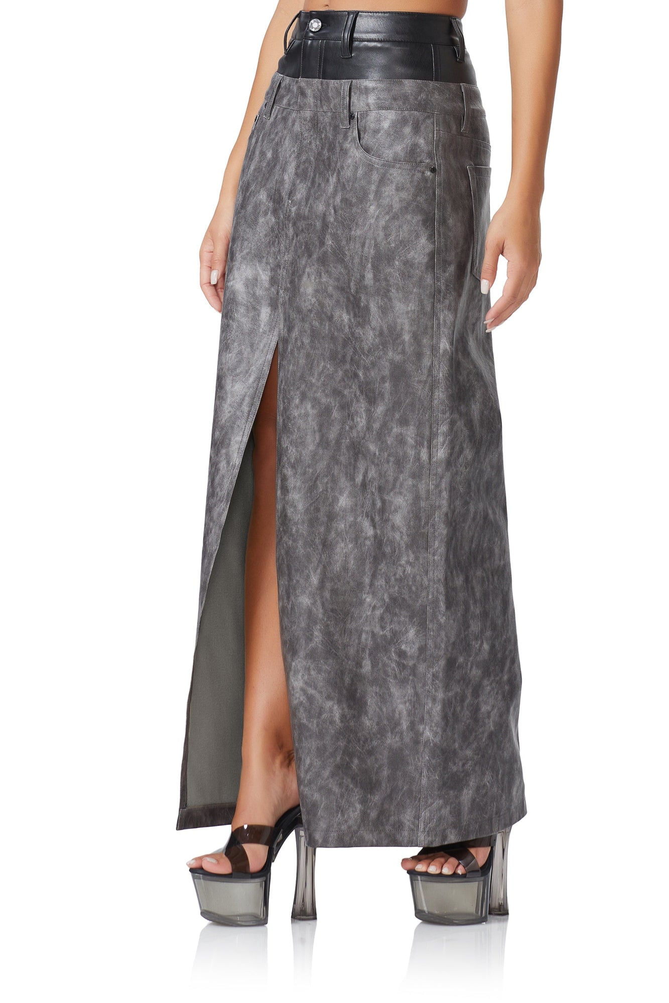 Easton Double Maxi Skirt | Top Gun Grey