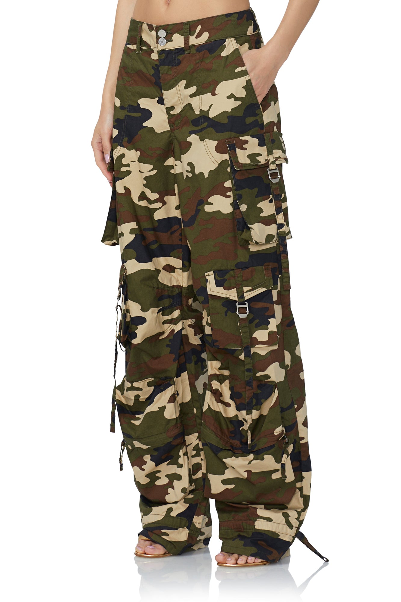 Pascal Baggy Cargo Pant | Woodland Camo