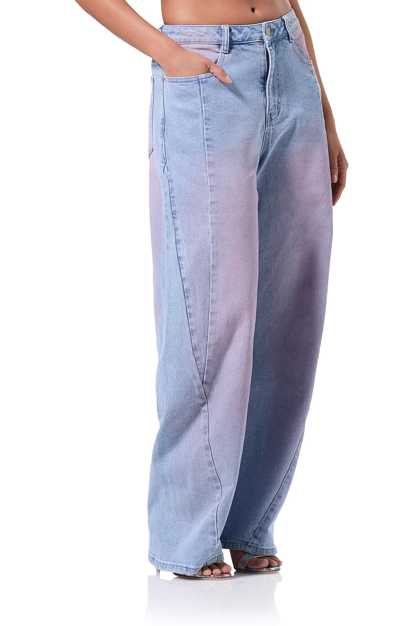 Archer Barrel Pant | Blue Pink Wash