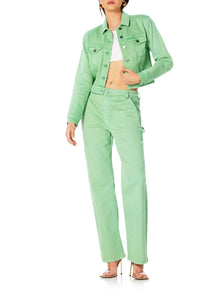 Magda Crop Trucker Jacket | Kelly Green