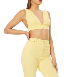 Cyprus Denim Bra Top | Canary Yellow