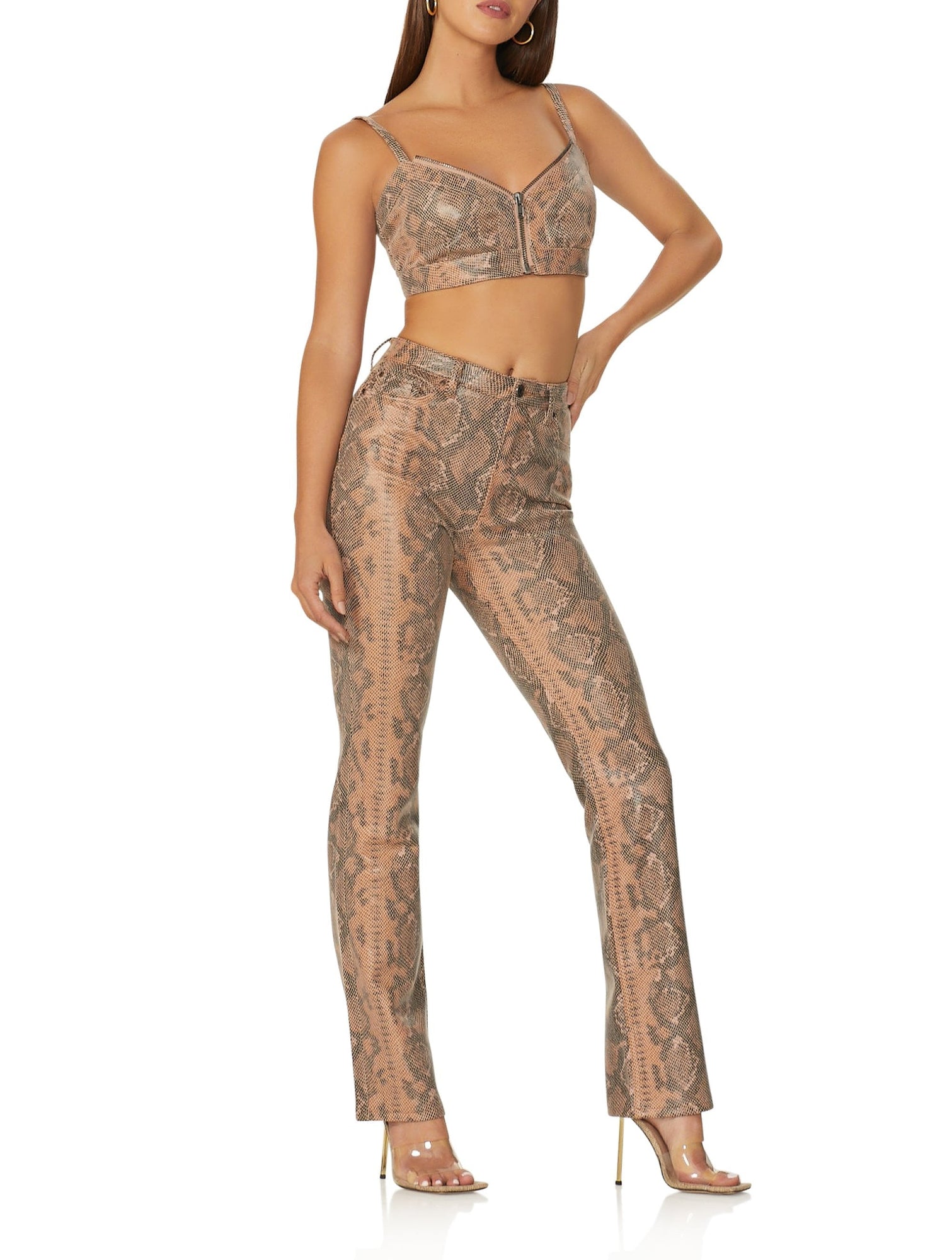 Portia Bra Top | Tan Brown Snake