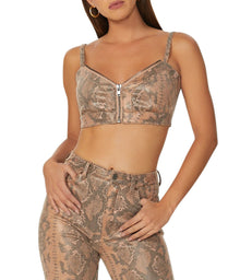 Portia Bra Top | Tan Brown Snake