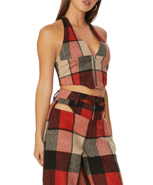 Neva Corset Top | Red Black Tan Plaid