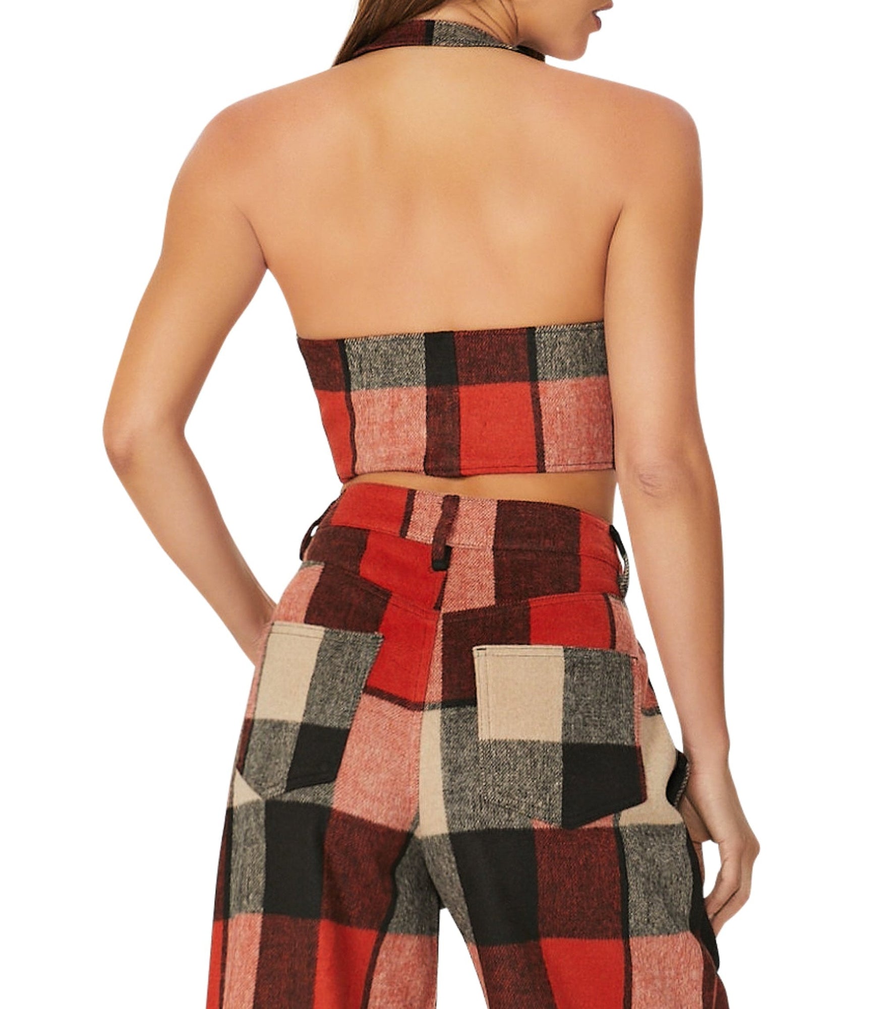 Neva Corset Top | Red Black Tan Plaid