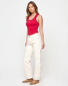 Red tank top with embroidered martini glass