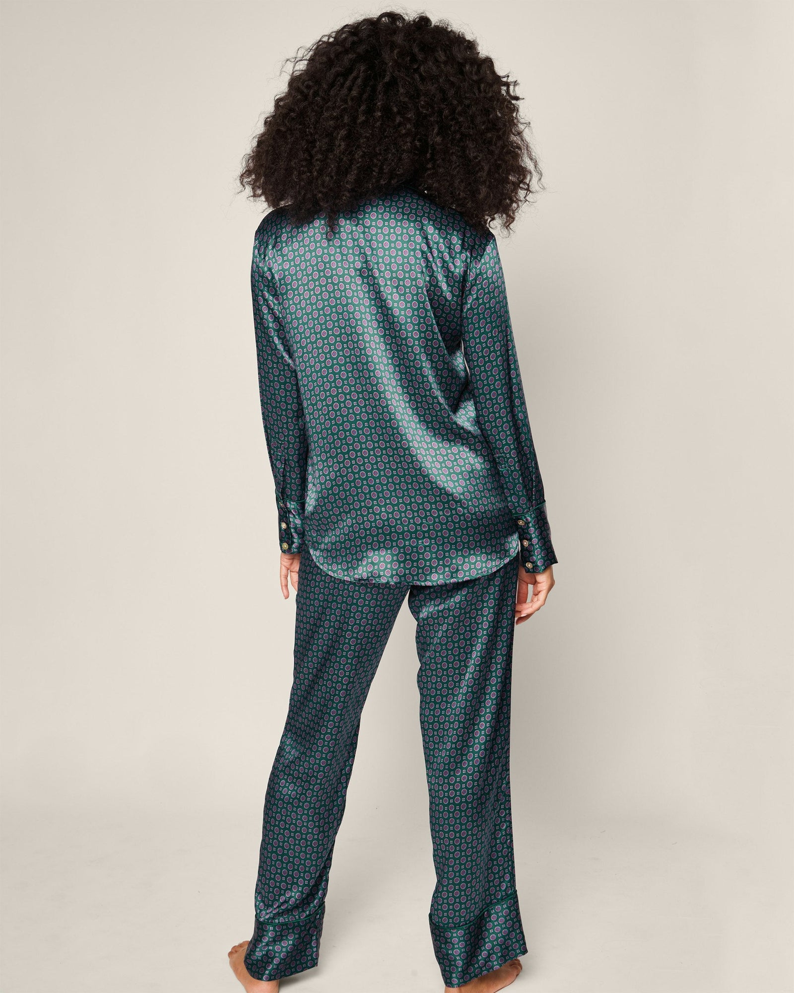 Womens | Silk Pajama Set | Emerald Foulard