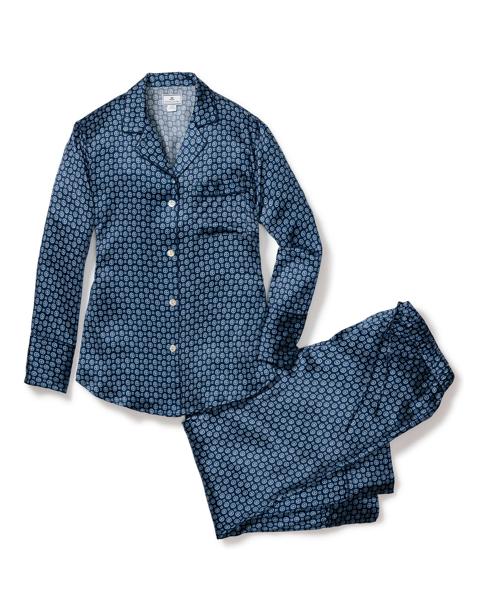 Womens | Silk Pajama Set | Midnight Foulard