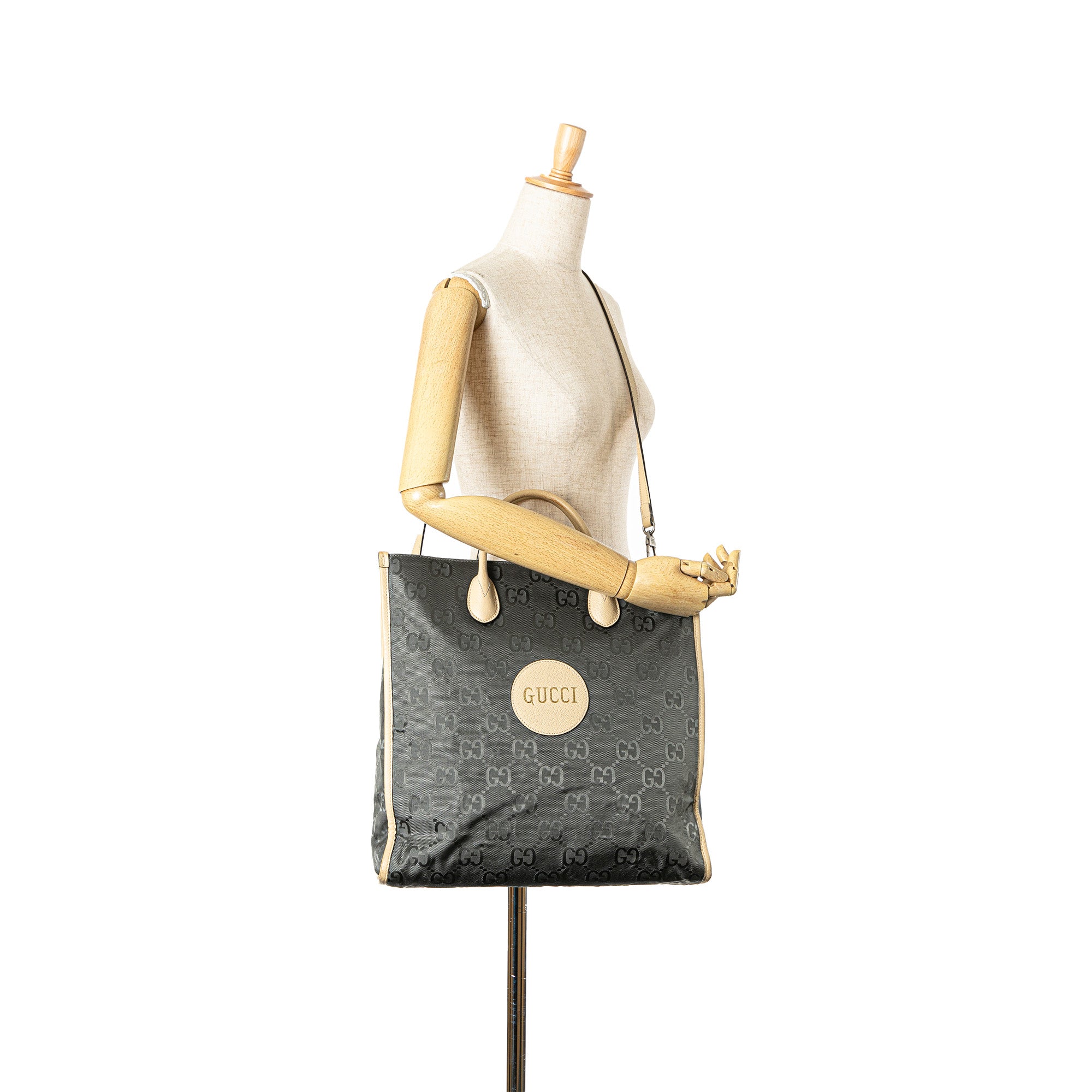 Gucci | Pre-Owned Medium GG Nylon Off the Grid Convertible Tote | Gray/Dark Gray