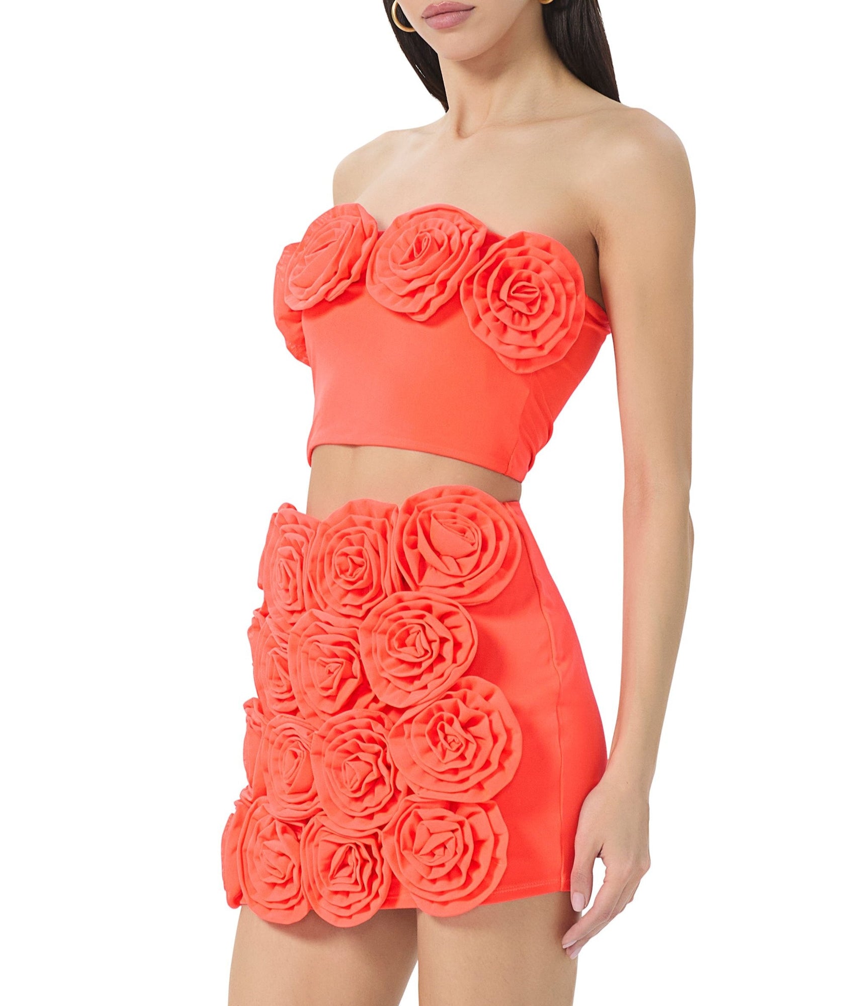 Este Rosette Top | Fiery Coral