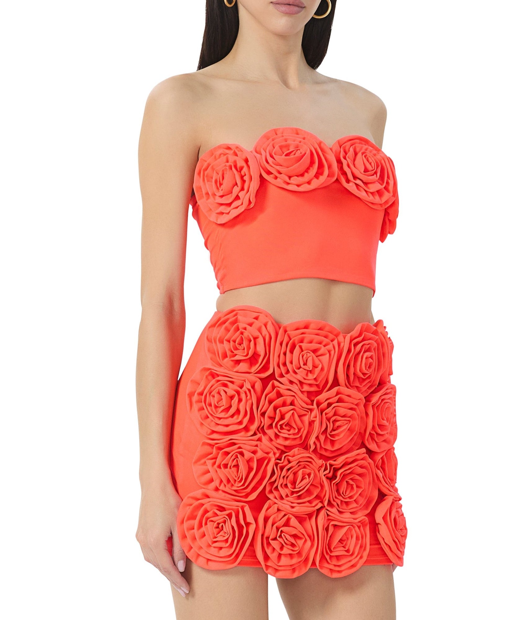 Este Rosette Top | Fiery Coral