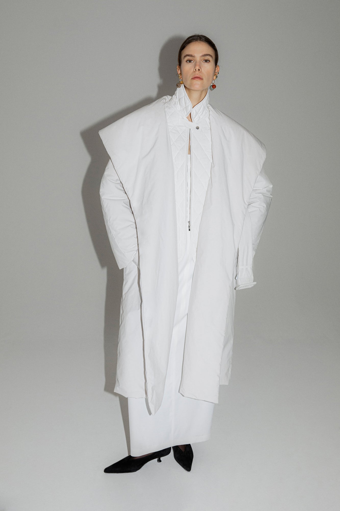 Another Tomorrow Wrap Puffer in Parchment – Cotton Women's Outerwear