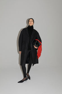 Another Tomorrow Cocoon Coat Long in Black – Wool Women's Outerwear