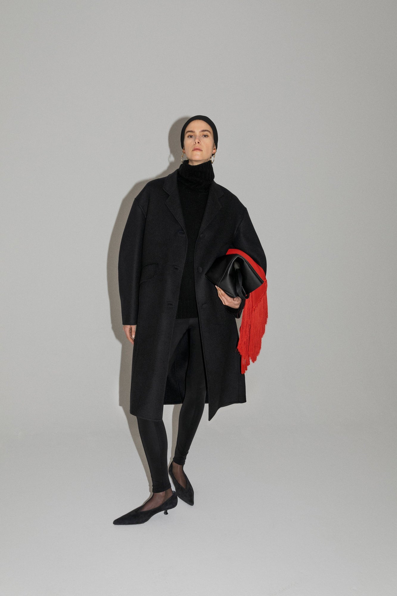 Another Tomorrow Cocoon Coat Long in Black – Wool Women's Outerwear